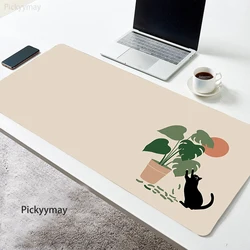 Große Mauspads, Kawaii-Pflanzen, Büro-Mauspads, 900 x 400 mm, Mauspad, Gummi-Kunst-Tischmatte, Firmen-Schreibtischunterlage, süße Katze, Laptop-Teppiche