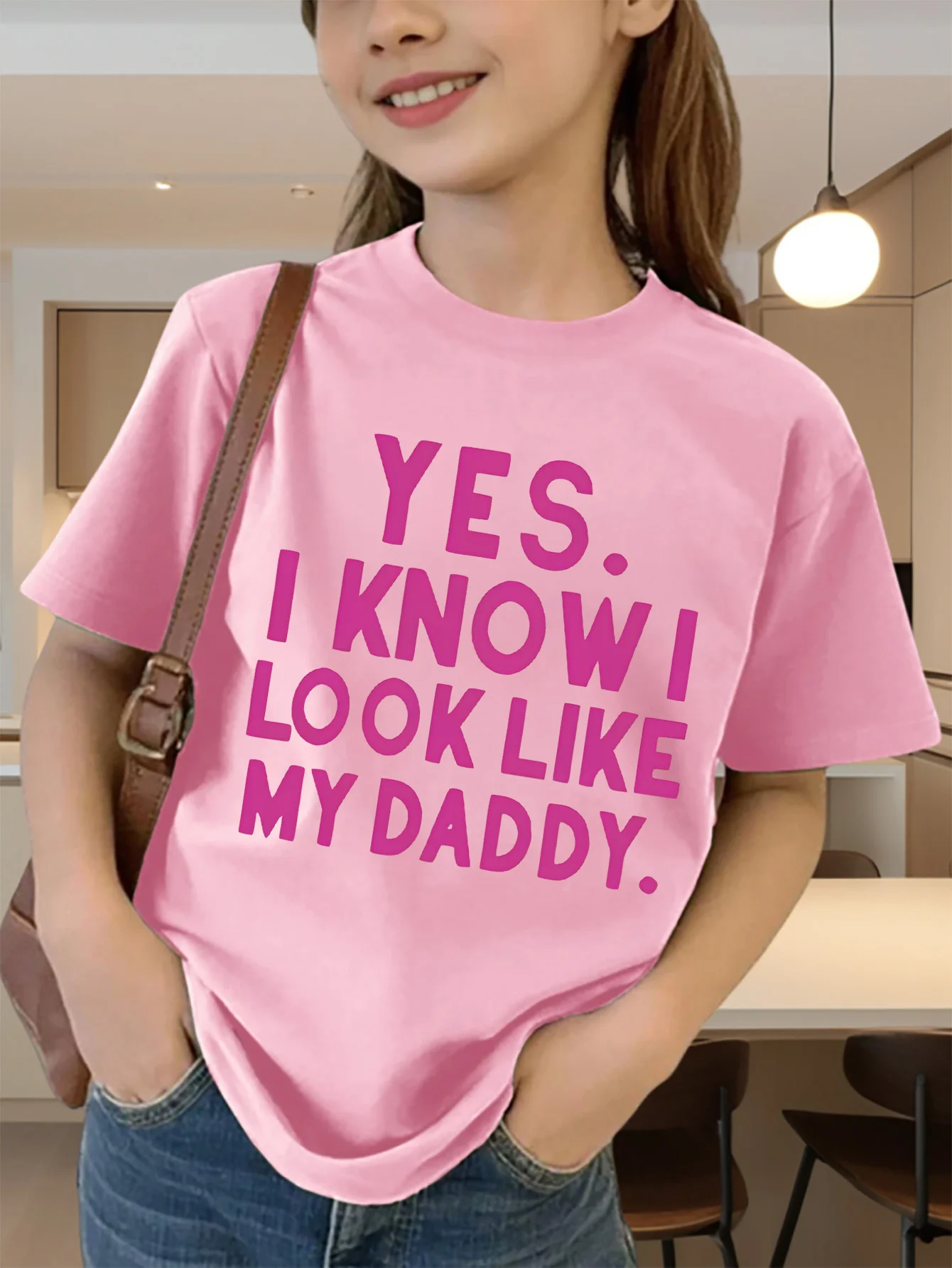 Cute Look Like My Daddy Letter Print Graphic Kids Tee Boys Girls Family Matching Cotton Crew Neck Short Sleeve Soft Summer Tee
