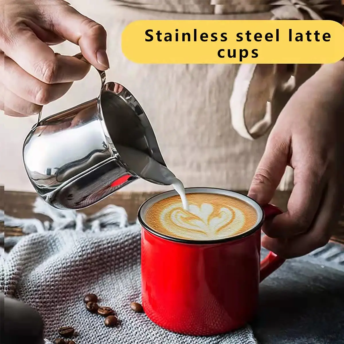 3/7oz Stainless Steel Creamer Espresso Cup,Milk Frothing Pitcher,Latte Art Coffee Cups,for Home Restaurant,Barista Gift