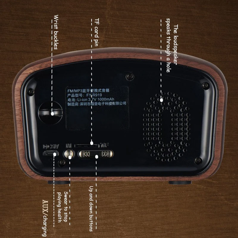 R919 Retro Radio Bluetooth Speaker, FM Radio with Old Fashioned Classic Style, Bluetooth, TF Card Slot,