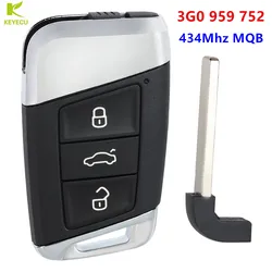 KEYECU sostituzione MQB Keyless Smart Remote Key 434Mhz con Chip ID48 per Volkswagen Passat B8 Arteon 2015-2019 3G0 959 752