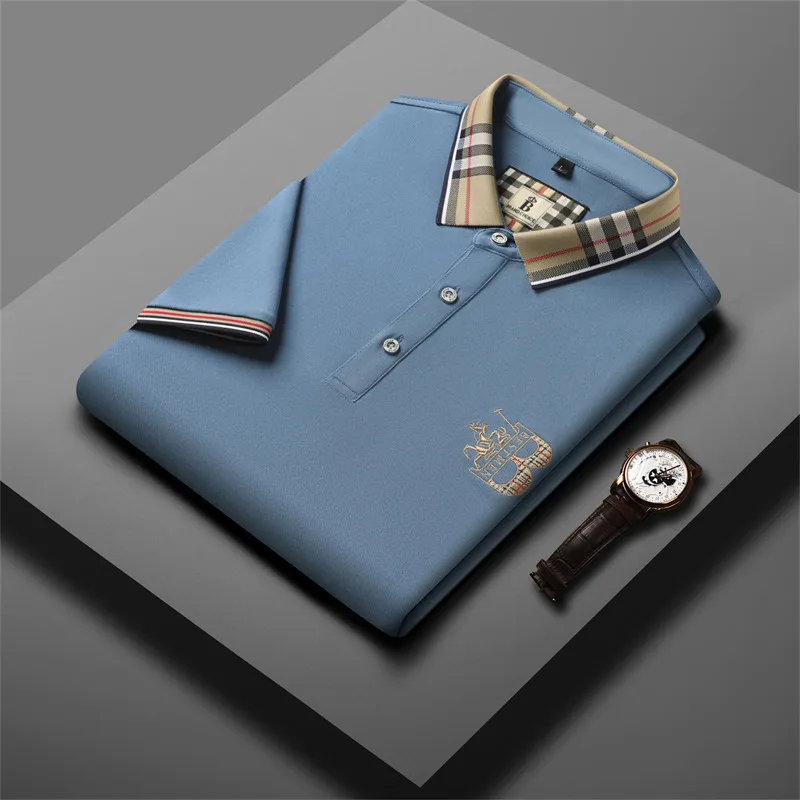 2025 Embroidered Men's Pure Cotton Premium Polo Shirt Summer New Style Business Leisure Breathable Men's Flip Collar Youth T-shi image 4