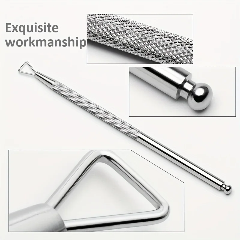 Professional High-light Nail Pusher Double-ended Stainless Steel Dead Skin Push Remover For Pedicure Manicure Nail Art Cleaner C image 3