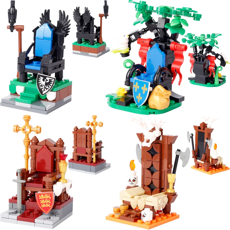 Medival Knight Building Blocks para Crianças, Cavaleiros, Leão, Coração, Rei, Soldados, Armas, Figuras de Escudo, Acessórios, Tijolos, Brinquedos Modelo, Presente