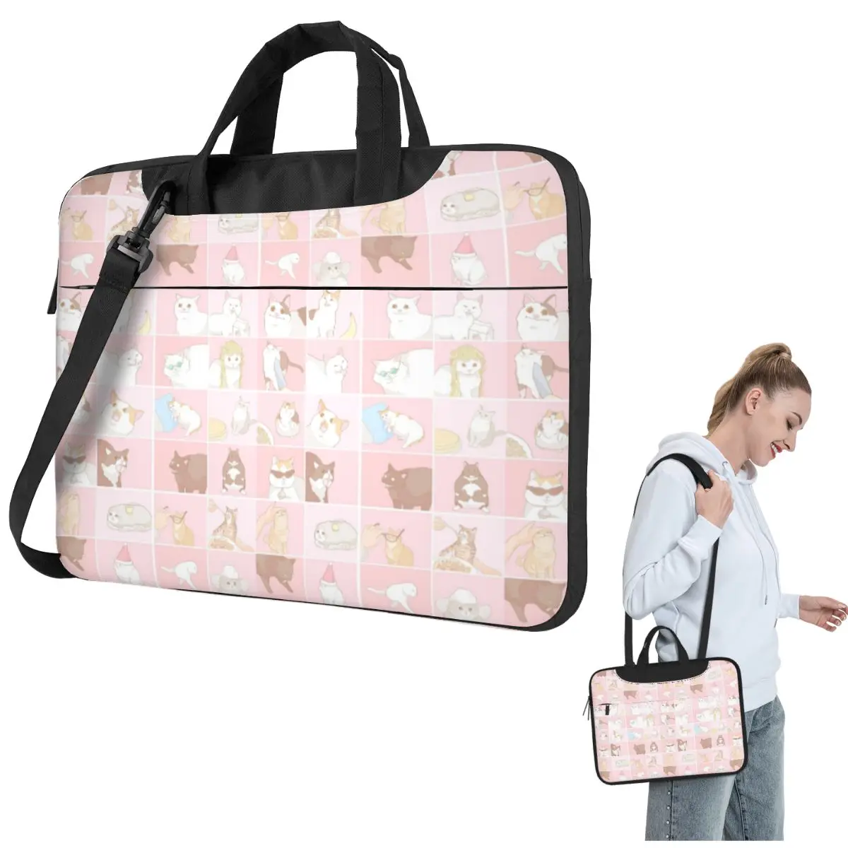 

Сумка для ноутбука Meme Cats через плечо, сумка для компьютера 13, 14, 15,6 дюймов, чехол для ноутбука Lenovo