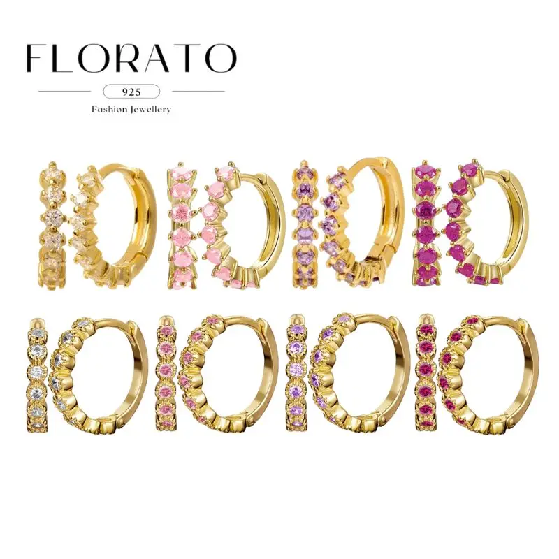 925 Silver Needle Multicolor CZ Circular Zircon Hoop Earring For Women Luxury Crystal Earring Fashion Party Jewelry 12mm/9mm