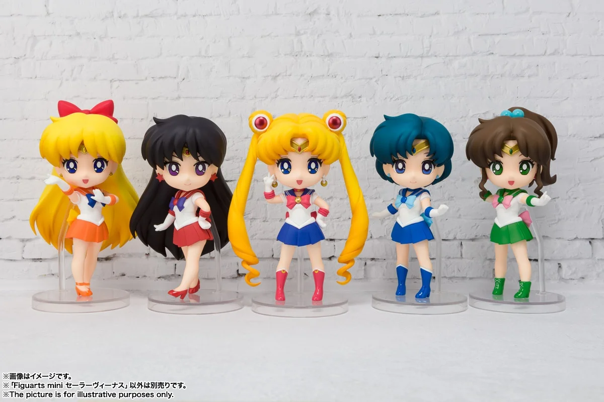 BANDAI Original Figuarts Mini Sailor Venus Anime Action Figure PVC Figure Pretty Soldier Sailor Moon