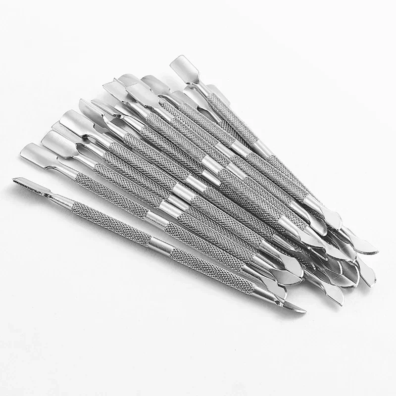 1Pcs Double-ended Stainless Steel Cuticle Pusher Dead Skin Push Remover Pedicure Manicure Nail Art Cleaner Care Tool