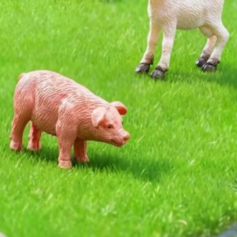5Pcs Farm Animal Farmer Figurine Set Realistic Pig Cow Horse Goat Educational Farm Playset