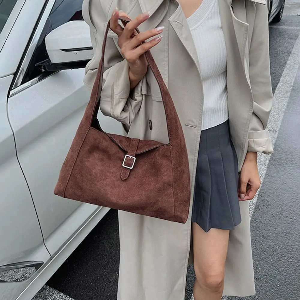 

Sweet Korean Style Suede Tote Bag Tote Bag PU Leather Large Capacity Handbag Solid Color Large Capacity Underarm Packs Girls