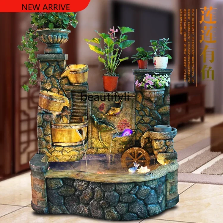 

X A15 European-Style Water Fountain Modern Living Room Interior Fish Pond Cylinder Decoration Landscape Terrace Water Landscape