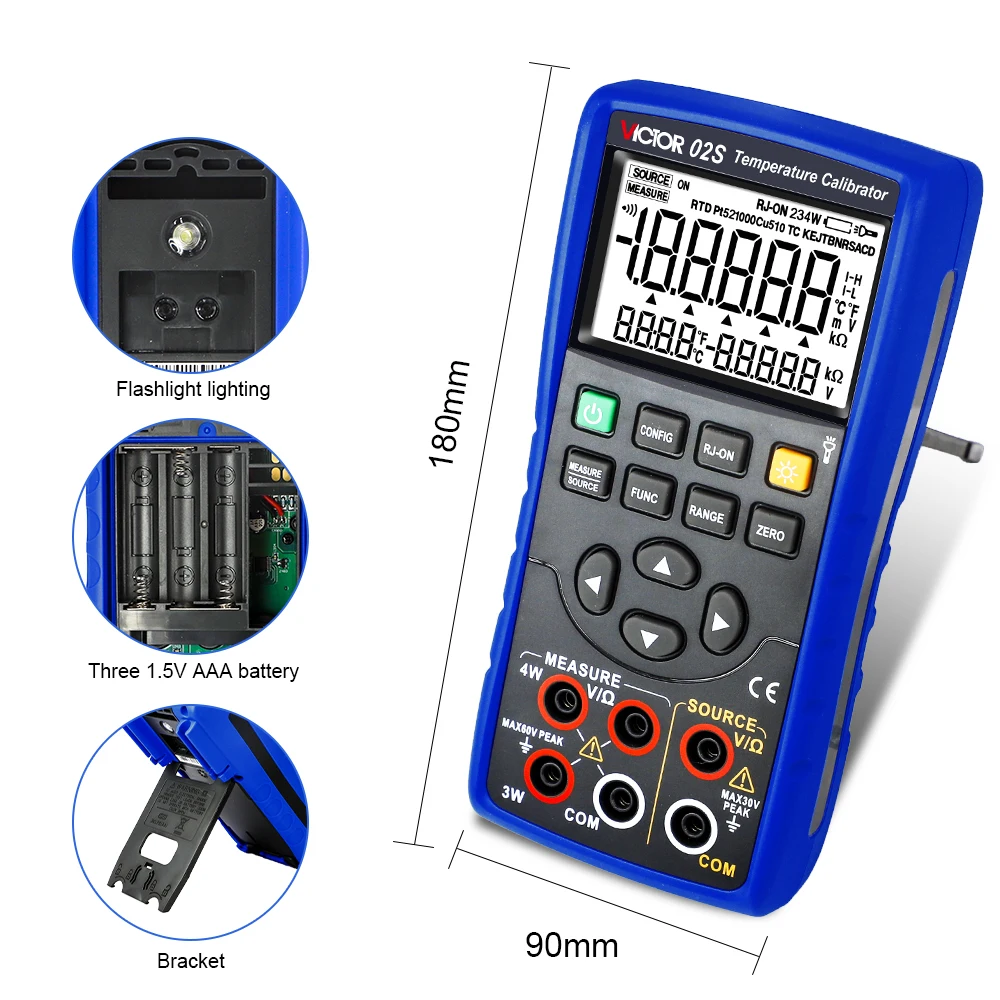 VICTOR 02S High Precision Thermocouple Calibrator Digital Display Calibration Multi-function Calibrator