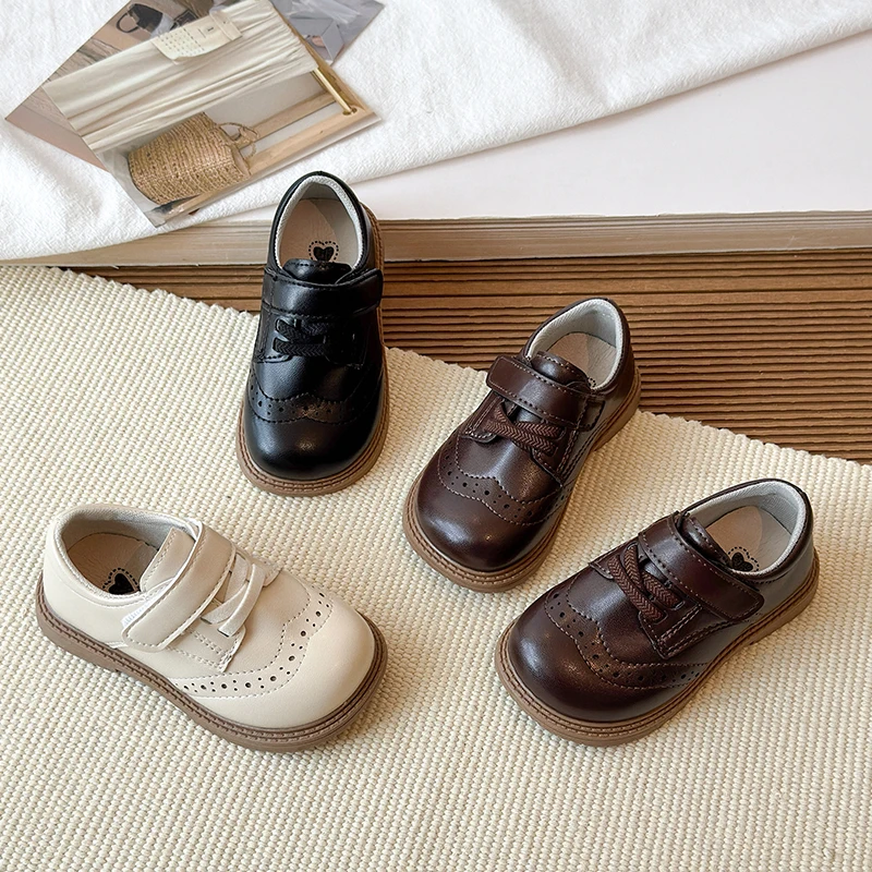 

New Retro Children's Flat Shoes Spring Autumn Solid Color Kids Platform Leather Shoes Simple School Girls Dress Mary Jane Shoes