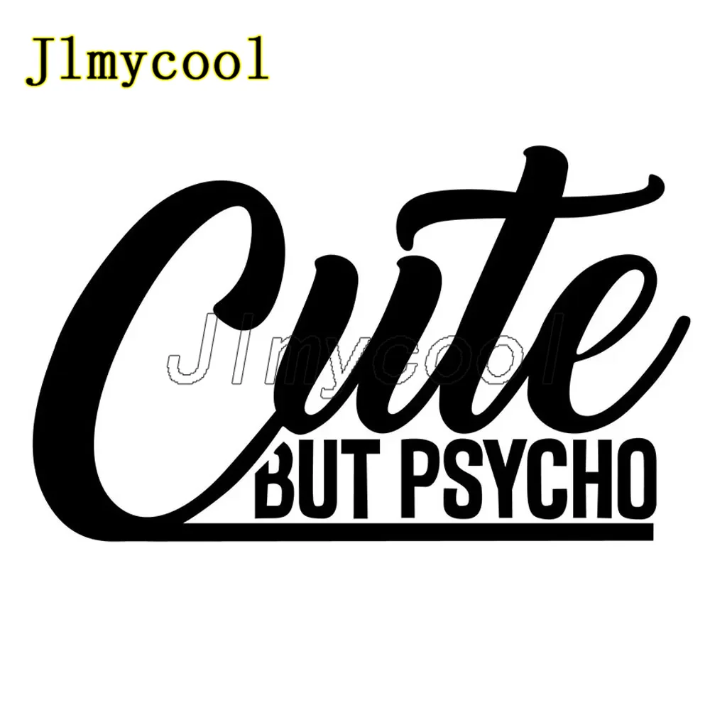 

15,6 см × 9,2 см милая, но психо, забавная виниловая наклейка для автомобиля, черная/серебряная наклейка, наклейки