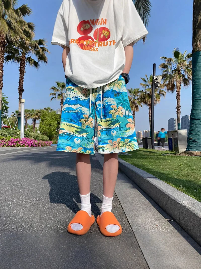 

Мужские быстросохнущие пляжные шорты, пятиточечные плавки с плоским углом, горячие весенние каникулы, праздничные шорты, повседневные летние шорты