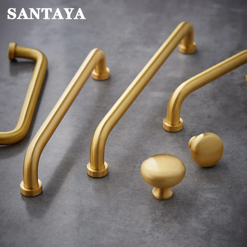 Brass Kitchen Handle Golden Nordic Simple Hardware Pulls Furniture Wardrobe Door Cabinet Drawer Dresser Knob