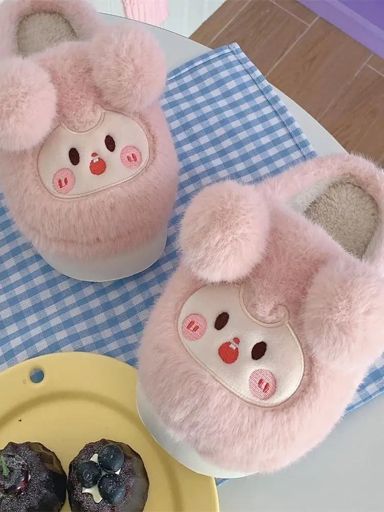 2024 New Women For Slipper Soft Heel Platform Fur Warm Indoor Comfortable Home Fluffy Home Slippers Cute Piggy Winter