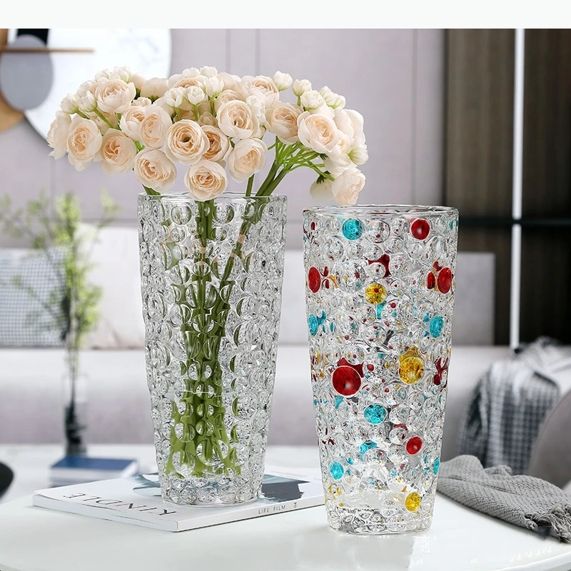 Glasvase, rund, farbig, gepunktetes Muster, Blumenvase, farbige Glasflasche, Terrarium, Heimdekoration, Zubehör