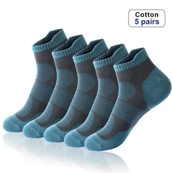 5 Pairs High Quality Men Ankle Socks Breathable Cotton Sports Socks Mesh Casual Athletic Summer Thin Cut Short Sokken Plus Size