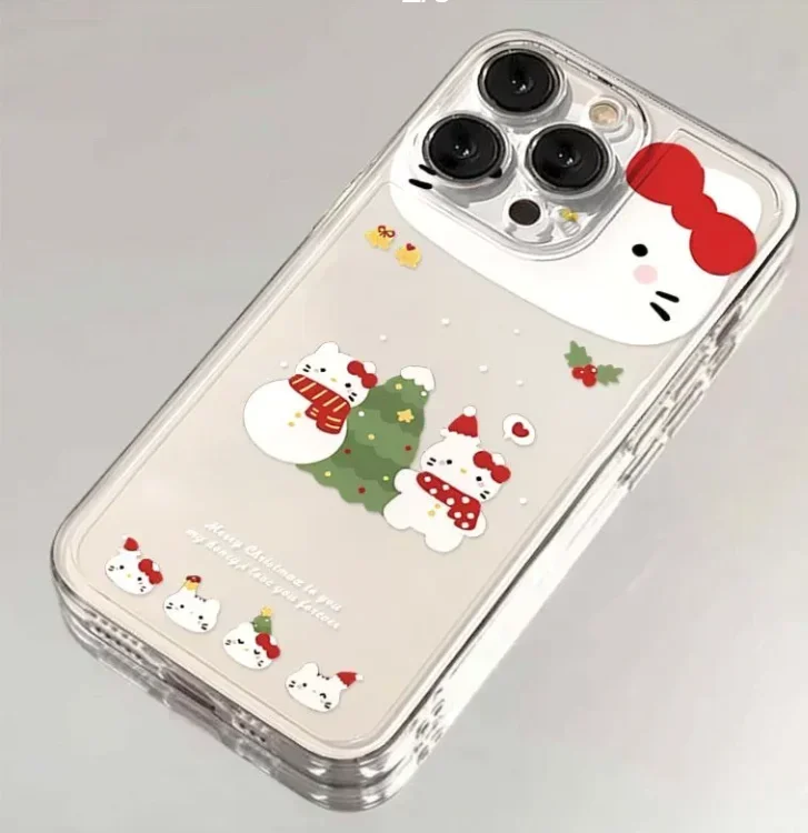 Navidad Sanrio Hello Kitty Samsung funda para teléfono móvil lindo dibujos animados Kawaii muñeco de nieve Samsung S23 funda para teléfono móvil