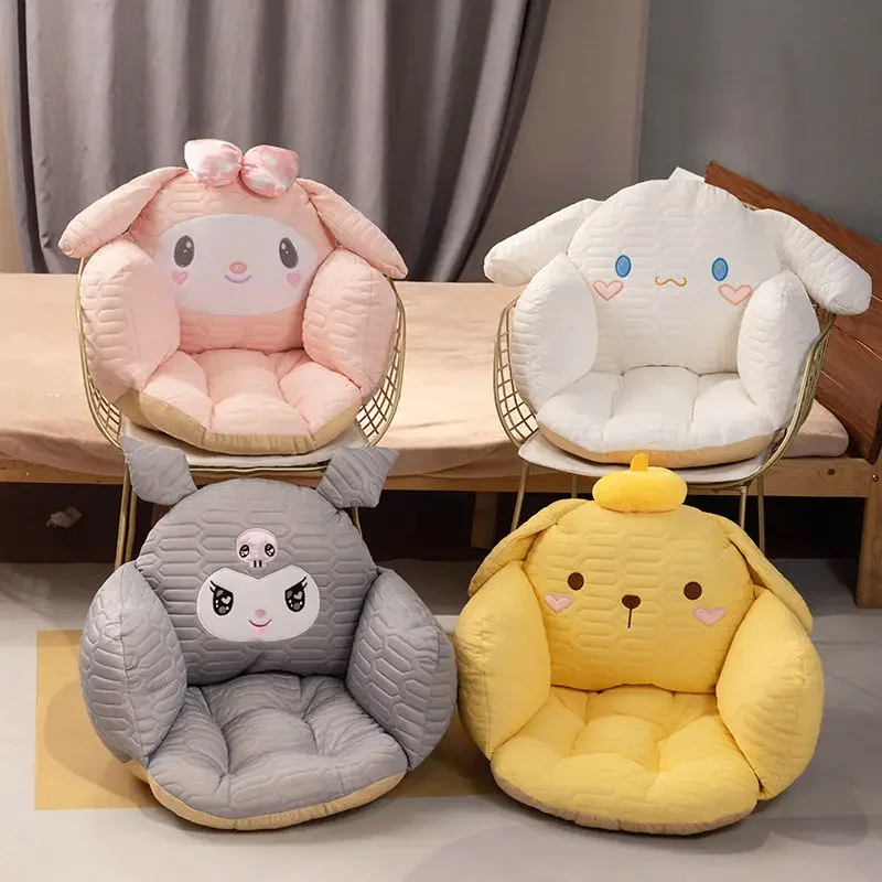 

Sanrio Cartoon Cinnamoroll Winter Plush Half Surrounded Black Kuromi Cushion Backrest Dormitory Office Non-slip Chair Cushion