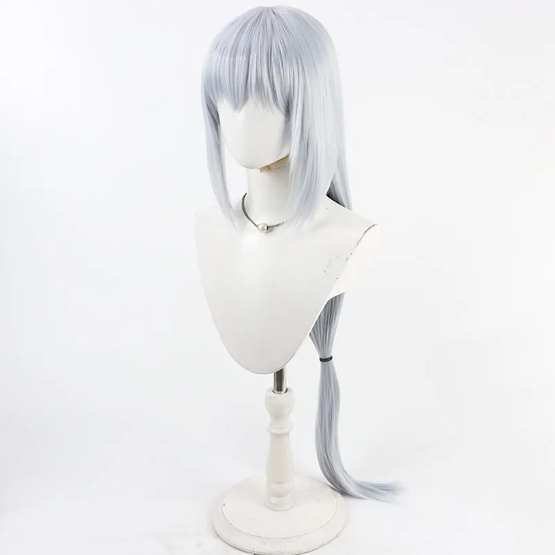 Anime Game FGO Dobrynya Nikitich Cosplay Pruik Zilver Wit Lang Steil Haar met Pony Witte Oren Staart Voor Mannen Vrouwen Halloween