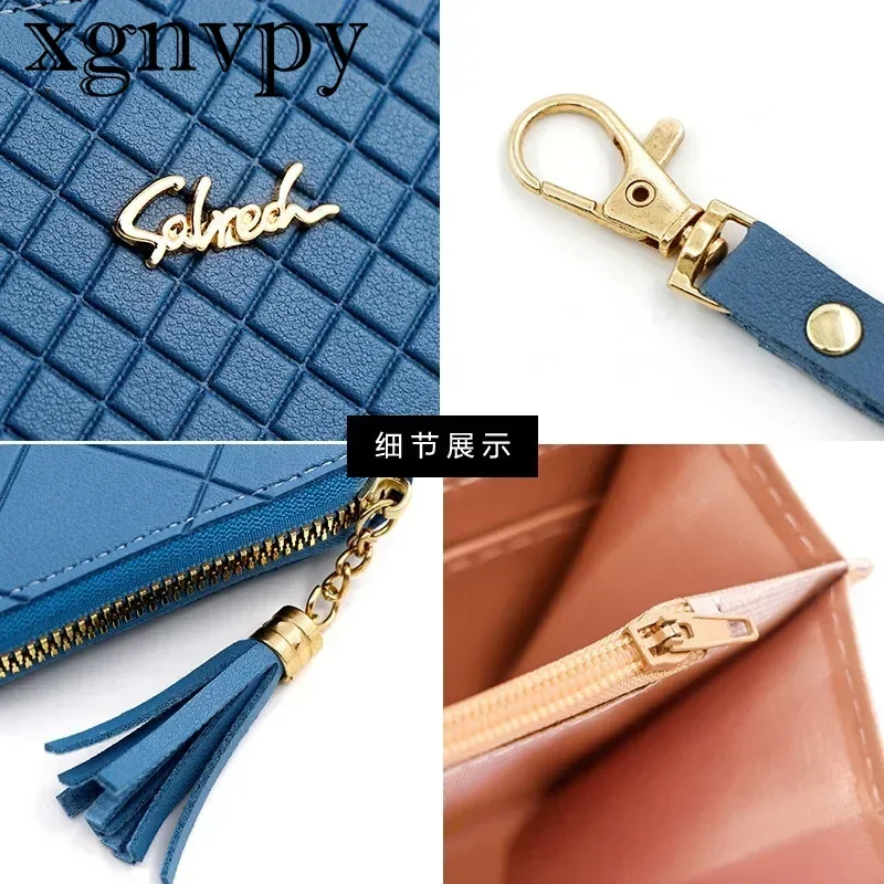 xgnvpy Korean Version of Fashion Women's Long Purse Large Capacity with Mobile Phone Tassel Zipper Clutch Bag