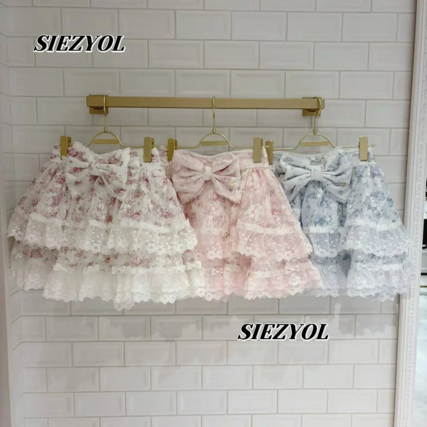 

2026 New Arrival Short Tulle Skirt Japanese Style Sweet Girl Elastic Waist Bows Lace Floral Puffy Mini Skirts Kawaii Culottes