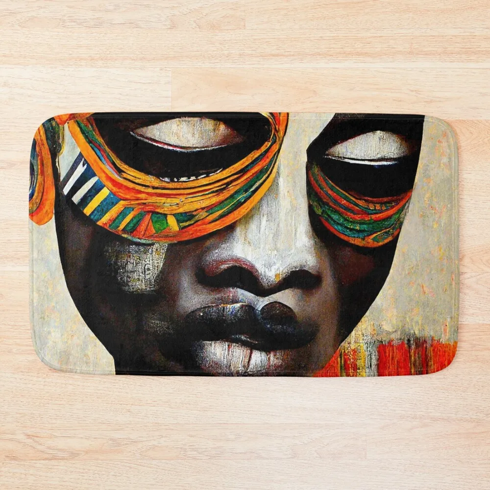 

African Mask Man Bath Mat Kit Bathroom Carpet Bathrooms Mat