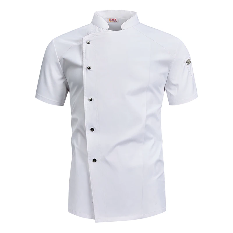 新しい白い半袖シェフシャツコック制服ホテルレストランキッチンシェフ服ウェイターベーカリー作業服コックジャケット