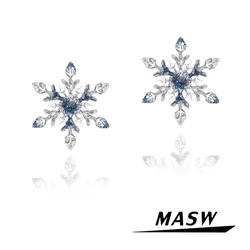 MASW Original Design Senior Sense High Quality Metal Snow Flower Stud Earrings For Women Girl Gift Fashion Jewelry