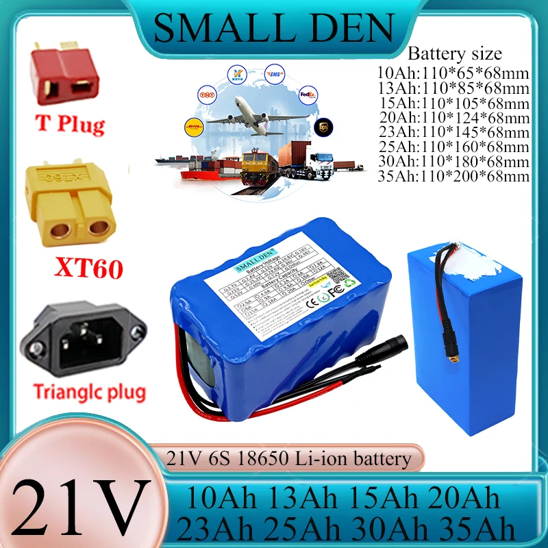 

Новый литиевый аккумуляторный блок 18650 21В 10Ач 13Ач 15Ач 20Ач 23Ач 25Ач 30Ач 35Ач 6S10P 850Вт высокой мощности для электроскутера, электролодки, инвалидной коляски