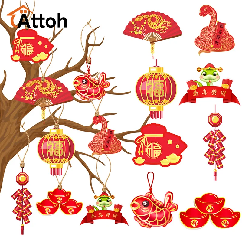 2025 New Year Lantern Decoration Pendant Snake Year Firecrackers Yuan Bao Chinese Spring Festival DIY Party Hanging Decorations