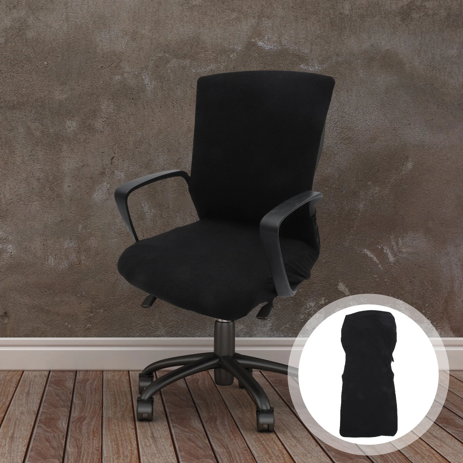 

Office Chair Cover Size L Black Stretchable Reactive Dyeing Fabric For Back Seat Protection Easy Machine Wash Desk Chair