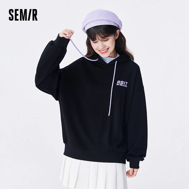 SEMIR-Pull à Capuche Surdimensionné pour Femme, Vêtements à Imprimé de Lapin, Carillon, Épaules Tombantes, à la Mode, Nouvelle Collection Automne