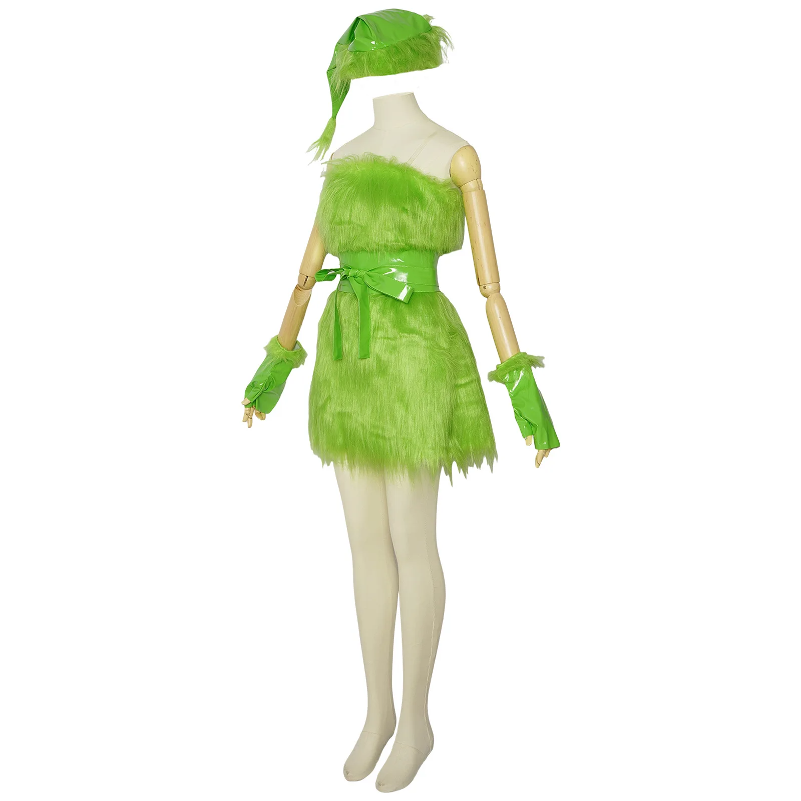 Halloween Grünes Kleid Kostüm Hut Weihnachten Party Erwachsene Kostüm Cosplay Lustige Haarige Grinch Uniform Horror Monster Kostüm
