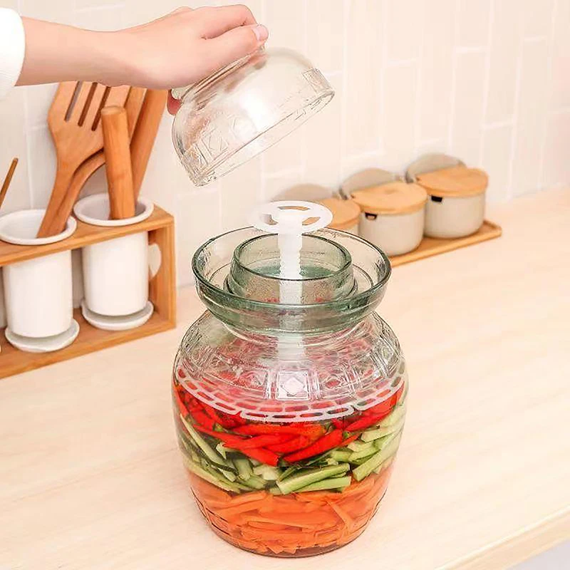 1Pc Press Plastic Holder For Compaction In Kimchi Jar Pickle Jar Tool Home Making Kimchi Kitchen Gadgets