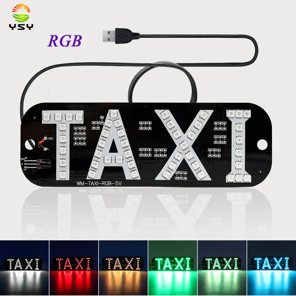 1set RGB LED Sign Decor,colorful Taxi Flashing Hook on Car Window with USB Inverter Taxi Light