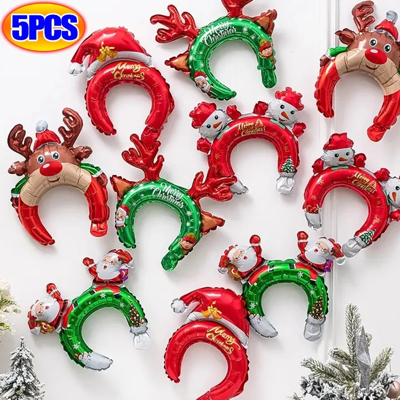 1-5pcs Christmas Tree Santa Snowman Claus Headband Balloon Animal Baby Shower Kids Toys Birthday Wedding Party Decoration