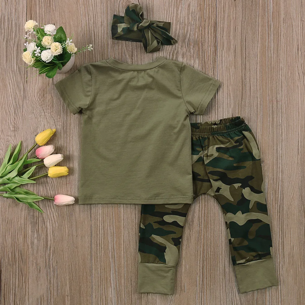 Neonato vestiti del neonato stampa mimetica vestiti della ragazza del bambino t-shirt Harem Pant 2 pezzi ragazzi Set bambini vestito infantile A255