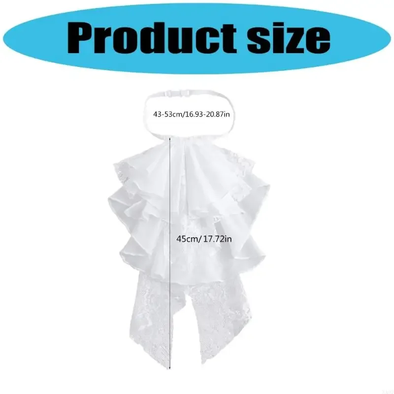 Victorian Jabot Collar Detachable Collar Insert Neckwear with Layered Drape Lace Design For Gala Dinner Outfit Upgrades
