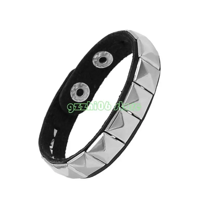 T5UF أنيقة سوار الصخرة البانك المربع مسربات البانك معصم المجوهرات القوطية العصرية مناسبة للفردية والراحة #4