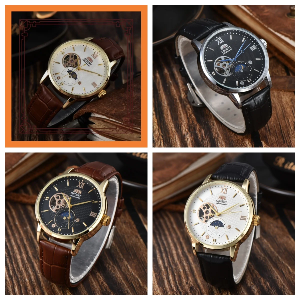 

Orient Automatic Unisex Watch with Movement Mechanism Featuring Sun, Moon, and Star Design Water-Resistant and Shock-Resistant