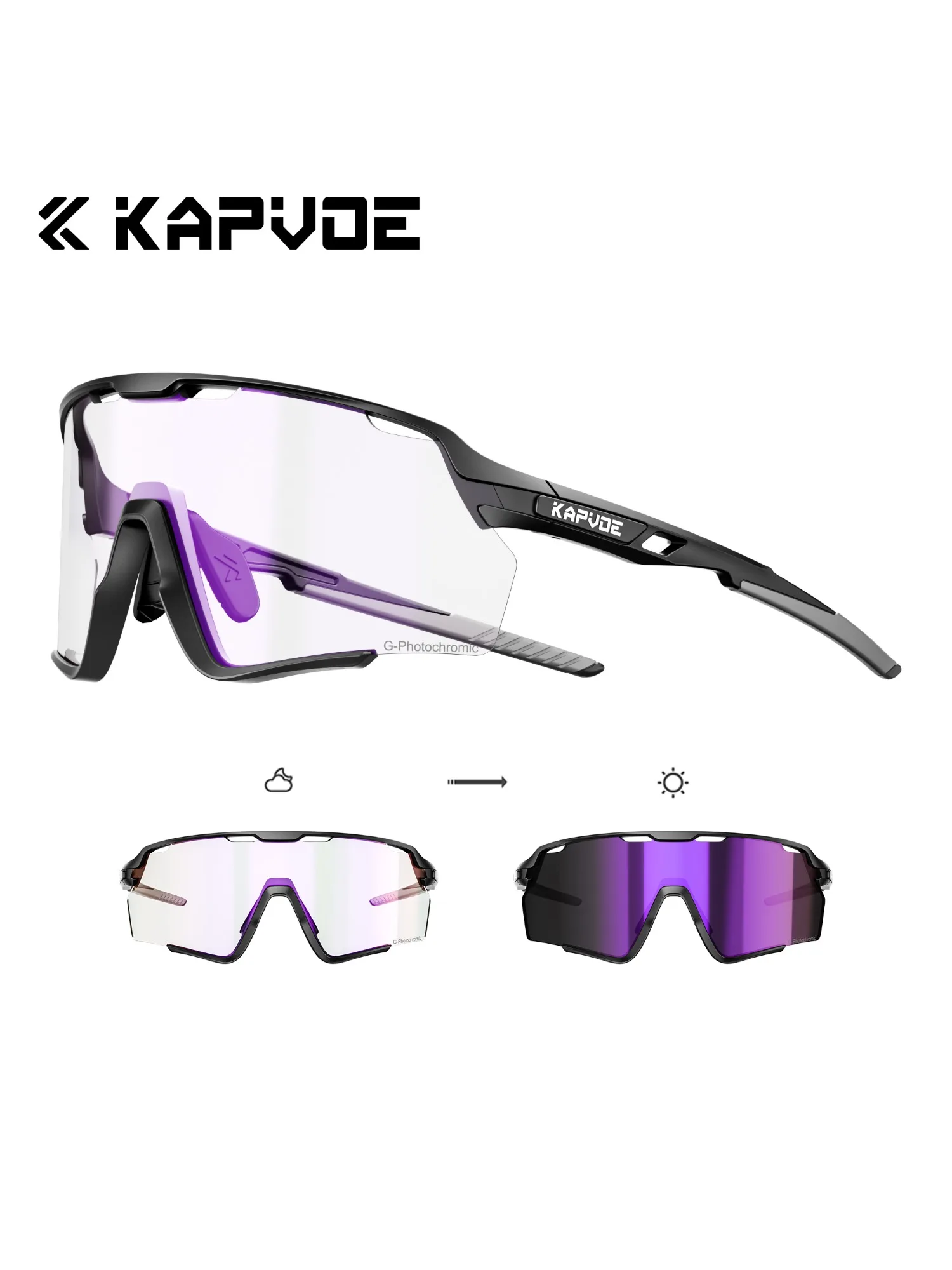 AliExpress kapvoe Kapvoe Photochromic Cycling Glasses Sunglasses for Men Silver Lens Multi Color Women Bike Outdoor Eyewear Riding Driving Running