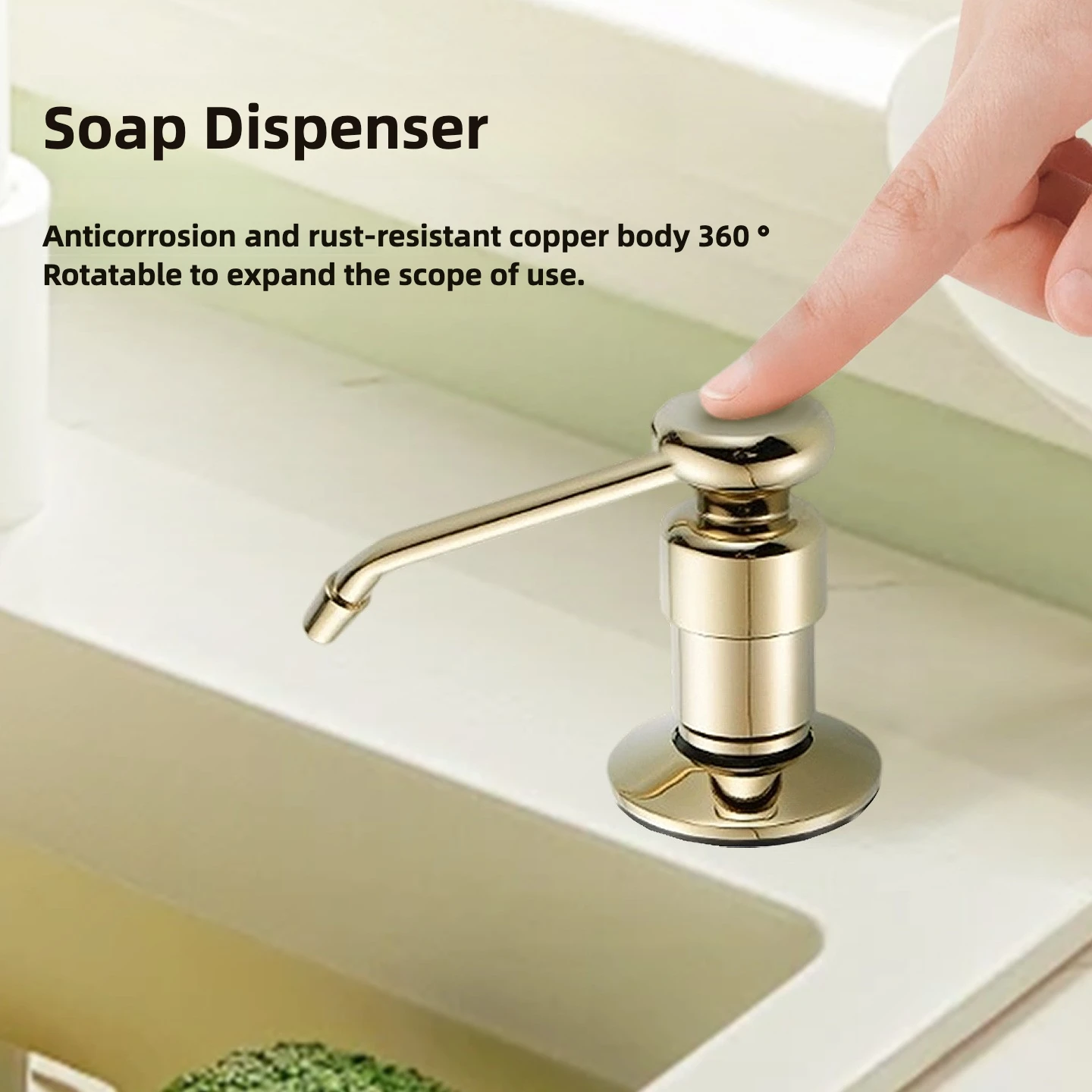 All-copper Kitchen Sink Soap Dispenser Dishwashing Press Basin Detergent Manual Press Pump Head 120mm Extended Silicone Tube
