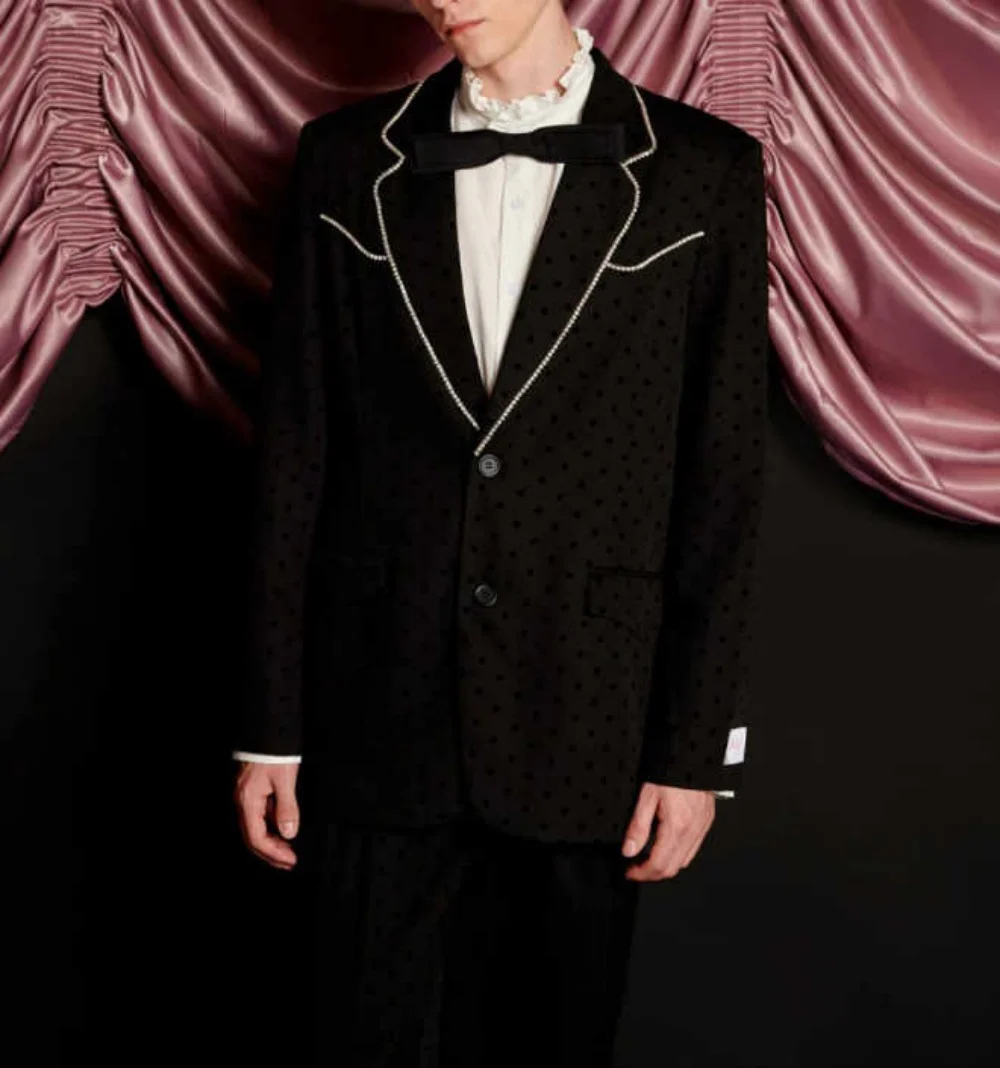 Classic Mens Suits 2 Piece Set Jacket Pant Rhinestone Notch Lapel Single Breasted Special Occasion Party Blazers Customized