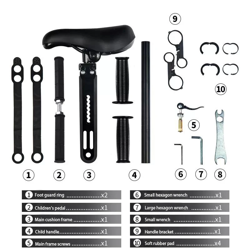 Asiento de bicicleta para niños con montaje de haz, asiento de bicicleta para niños con reposabrazos