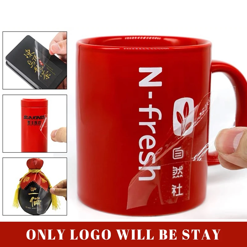 50pcs Custom Name Transfer Sticker for Mug Glasses Bottle Sticker with Logo Print Company Design