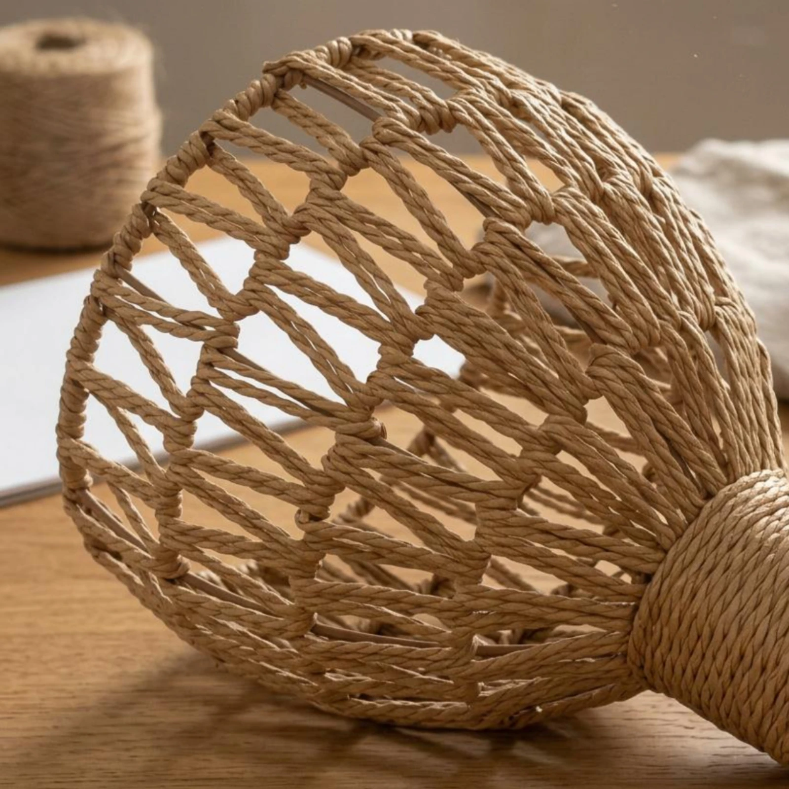 

Woven Hanging Lampshade Handwoven Rope Lampshade Woven Lamp Shade Natural-Fiber Boho Hanging Shade Crosshatch Weave