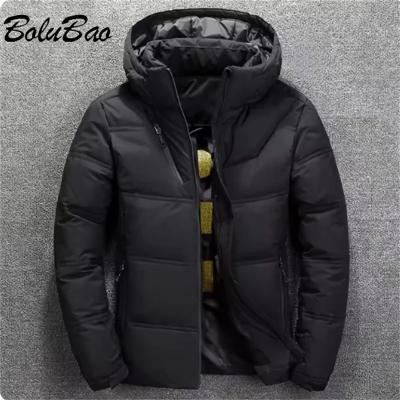 

BOLUBAO 2024 Quality Brand Men Down Jacket Slim Thick Warm Solid Color Hooded Coats Fashion Casual Down Jackets Male